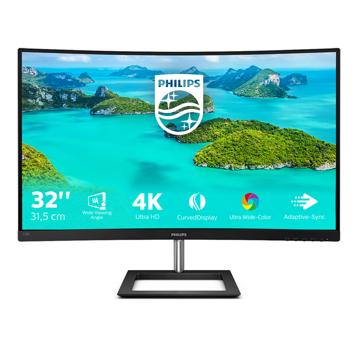 Монитор LCD 31.5'' 16:9 3840x2160(UHD 4K) VA, Curved, nonGLARE, 60 Hz, 250 cd/m2, H178°/V178°, 2500:1, 1.07B, 4ms, 2xHDMI, DP, Tilt, Speakers, Black